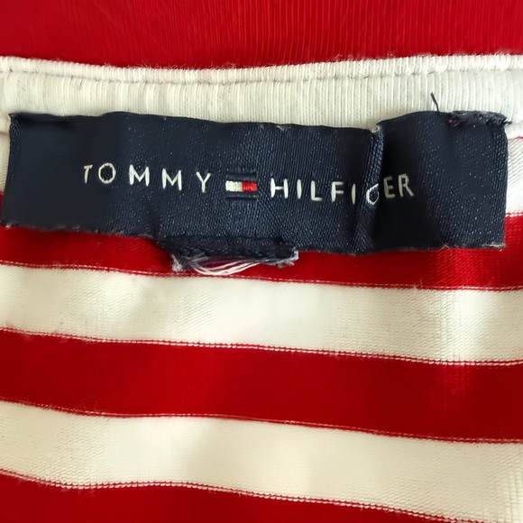 Tommy Hilfiger Heritage Stripe T Shirt Dress M Red White Grommet Nautical - Picture 2 of 11